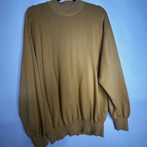 Allora made in Italy Tan Crew Neck Sweater with Ribbed Cuffs
